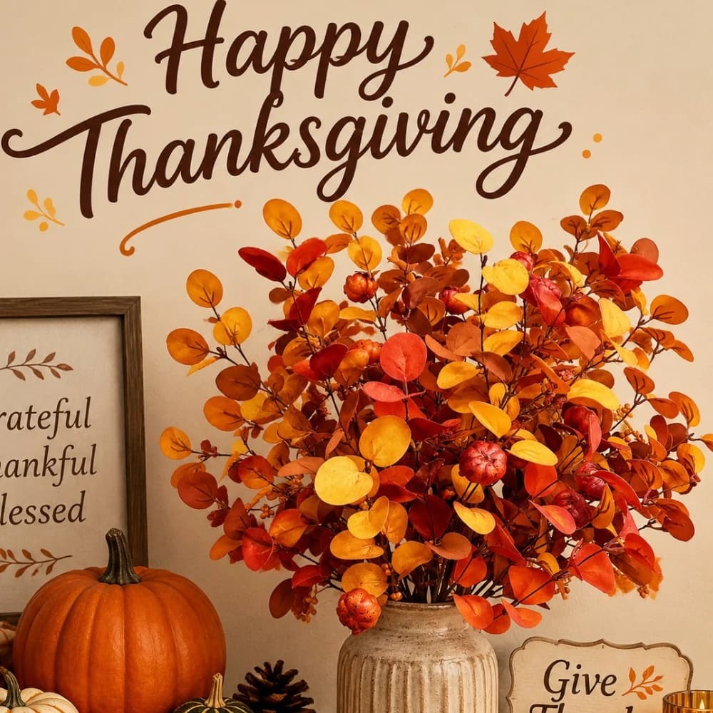 Artificial Plants Eucalyptus Branches with Pumpkin 80cm 4/10Pcs Fall Plant for Home Party Romm Harvest Festival Autumn Decor