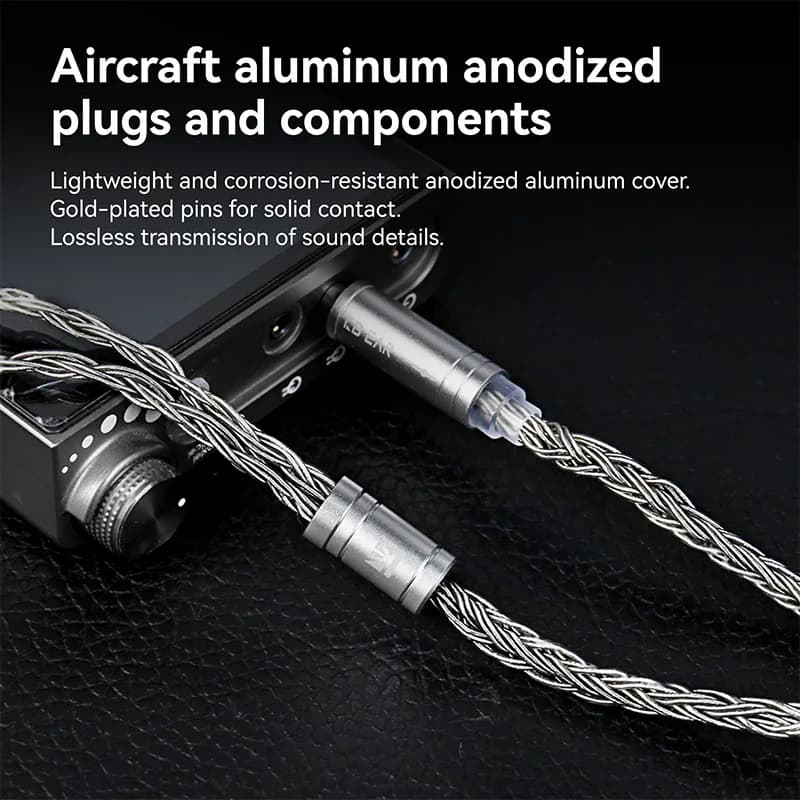 KBEAR JunTian Earphone Upgrade Cable 5N OCC Silver Plated MMCX 2Pin QDC TFZ 3.5/4.4mm Gold Plug Aluminum Cover Lightweight Wire
