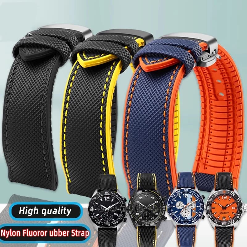 20mm 21mm 22mm cinturino da polso impermeabile da uomo per Tag Heuer Carrera Omega Seahorse IWC fossile tela nylon fluoro cinturino in gomma