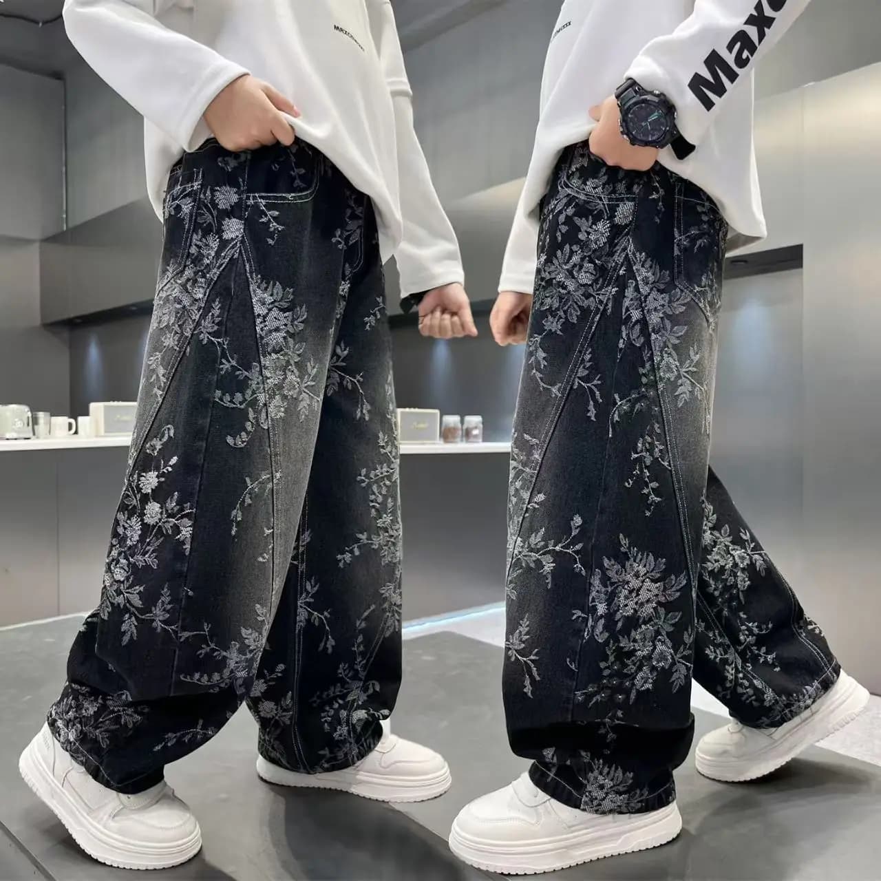 Jeans per Ragazzi 2026 Stampati, Nuova Collezione Primavera-Autunno, Pantaloni Casual Versatili alla Moda per Bambini e Bambine