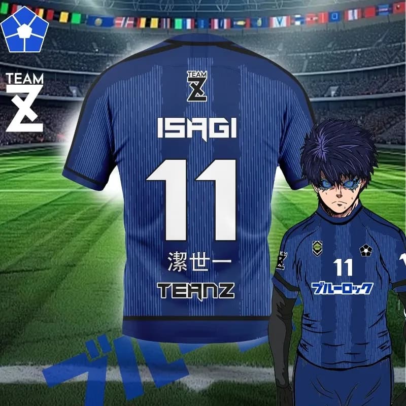 2026 Summer Blue Lock TEAM-Z Club Tee Eleven Jersey Isagi Nagi T-shirt Men And Women Clothing Character Print Tops Mans T Shirts
