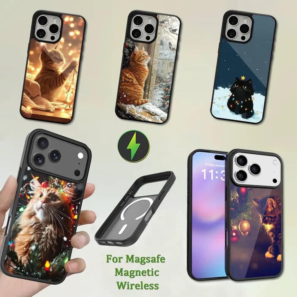 Custodia a forma di albero di Natale per iPhone 13, 15, 17, 14, Pro, Max, Plus, 12, 11, 16, Mini, per Magsafe, ricarica wireless magnetica