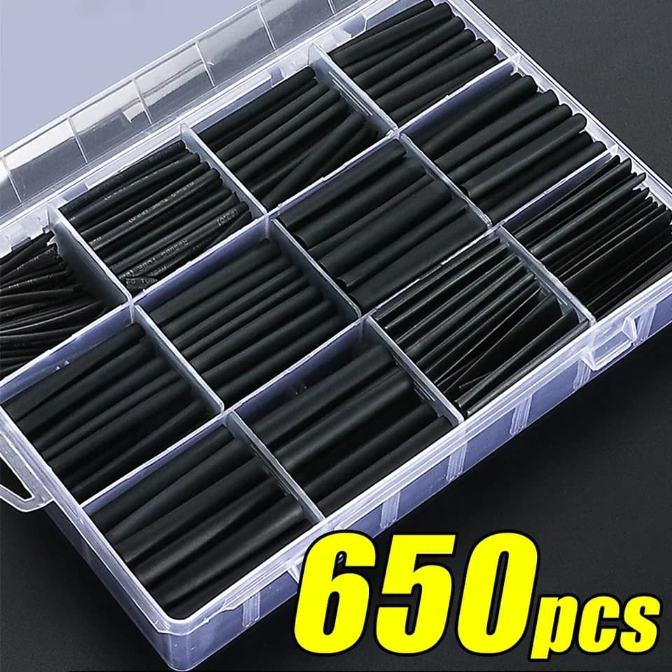 Kit tubo termorestringente nero Manicotti isolanti elettrici termoresistenti per protezione cavi e gestione cavi 10 dimensioni
