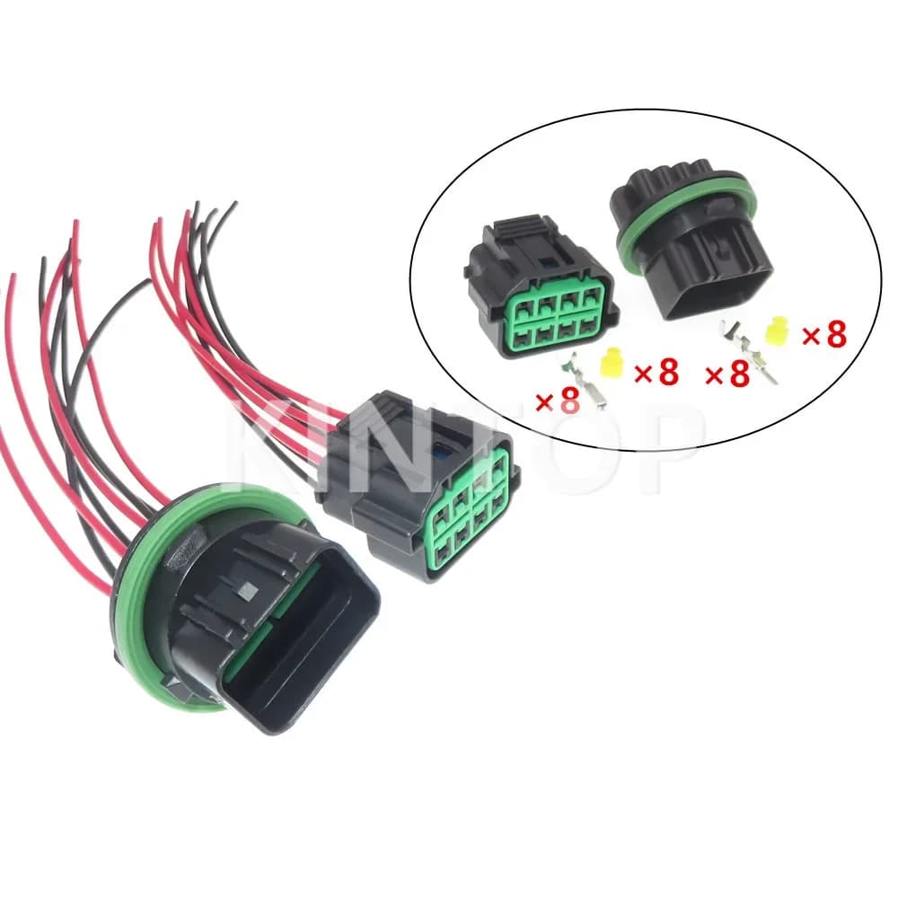 1 Set 8 Pins Car Headlight Wiring Harness Socket AC Assembly For HYUNDAI Sonata KIA K2 K3 K5 HP066-08021 Waterproof Connector