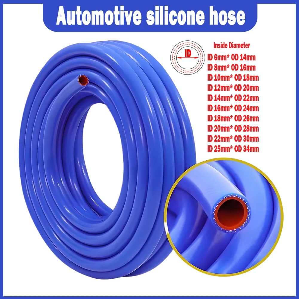 ID6/8/10/12/14/16/18/20/22/25mm Tubo flessibile in silicone blu Tubo per vuoto per automobile Morsetto a doppio strato Filo Aria calda Tubo dell'acqua 1-20 metri