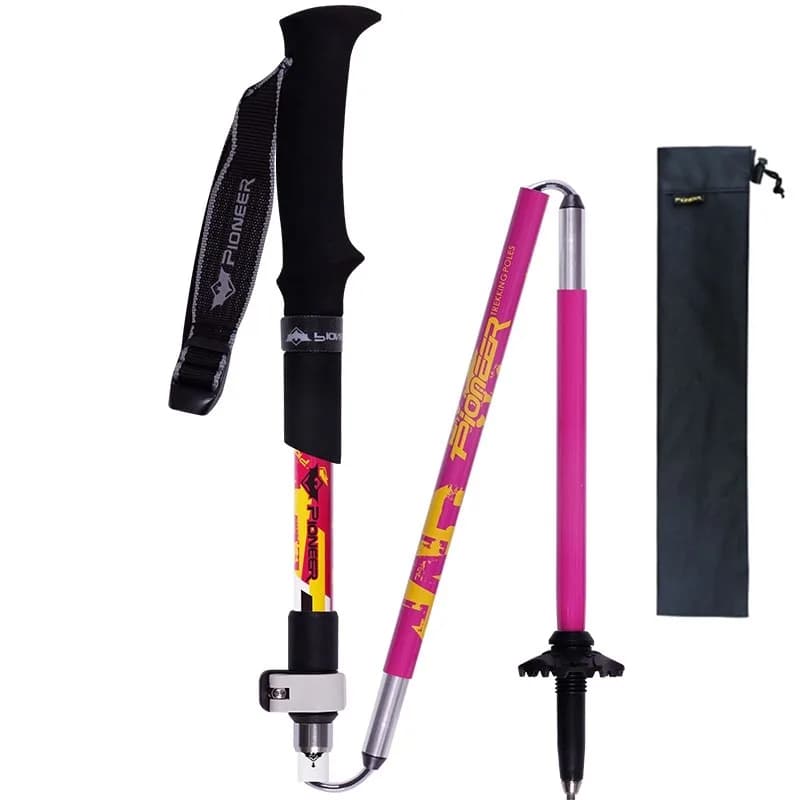 Ultralight Trekking Stick in Carbon Fiber and Aluminum, 5 Adjustable Sections, Foldable, Non-slip with Rubber Grip