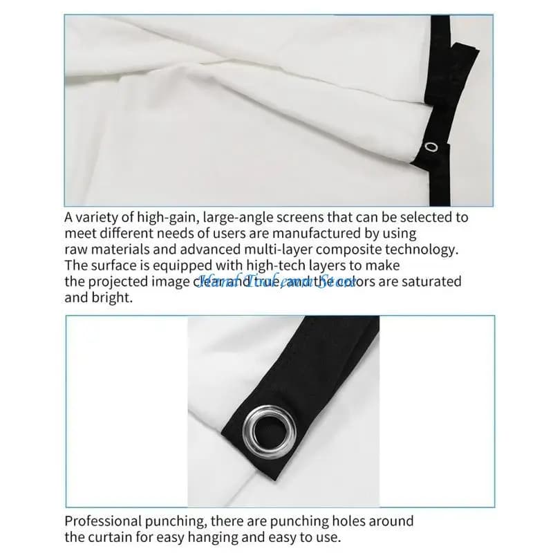 H37F 150inch 16:9 Projector Screen Projection Movies Screen for Home Theater Indoor Support Double Sided Projection with Hook