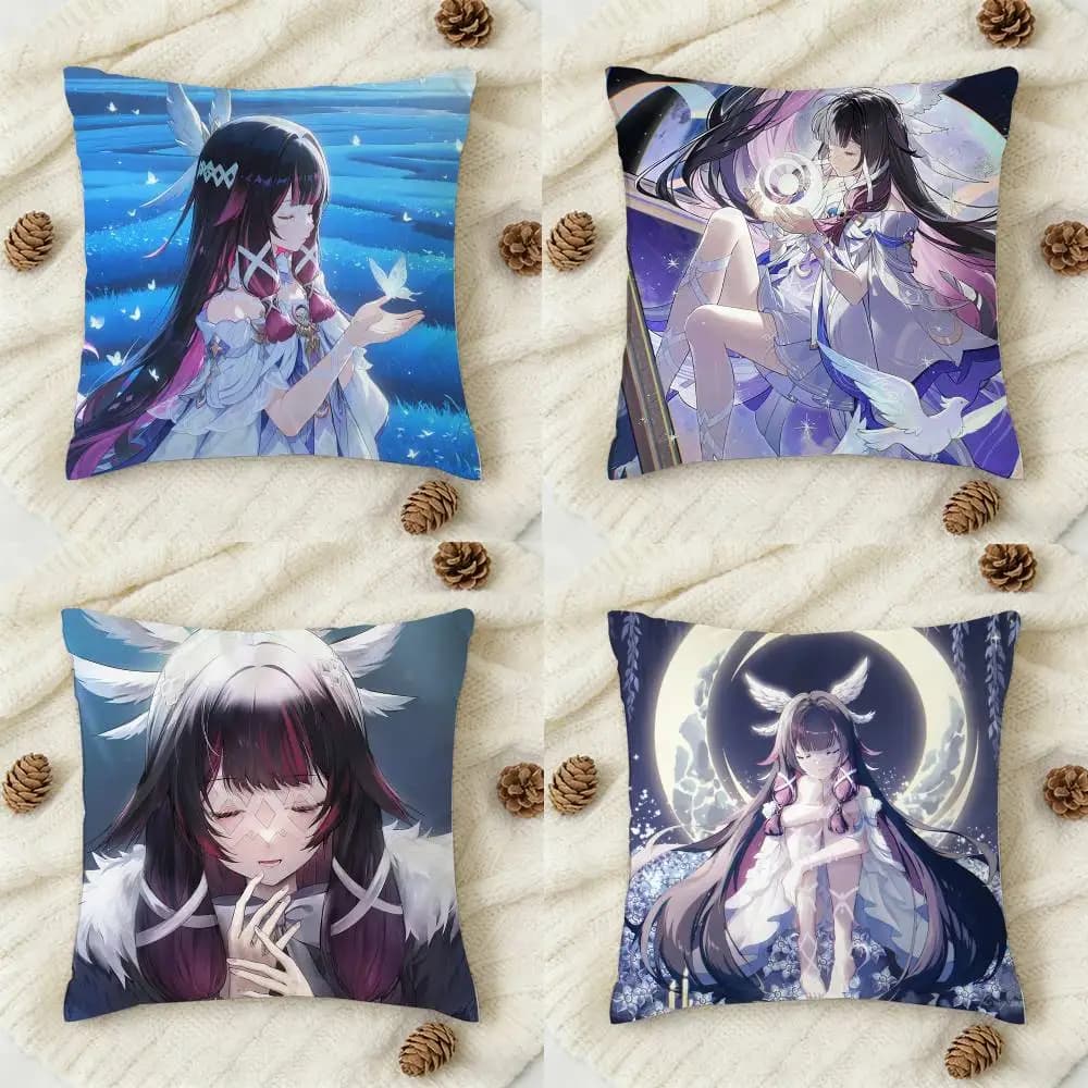 Columbina G-Genshin Fodera per cuscino decorativa quadrata stampata su entrambi i lati per divano, soggiorno, decorazioni per la casa