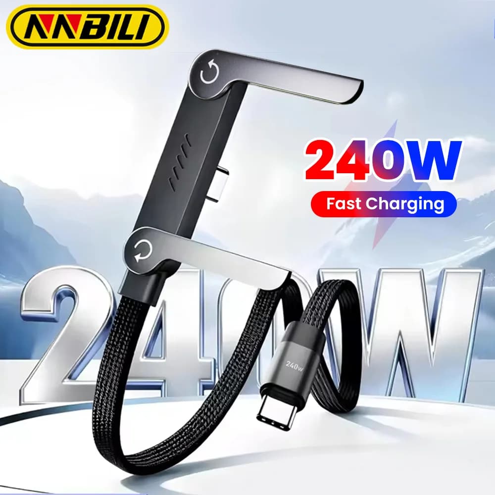 Cavo dati pieghevole NNBILI 240W da USB-C a USB-C per ricarica rapida, cavo di ricarica da tavolo Type-C per iPhone 17 (non compatibile con Xiaomi)