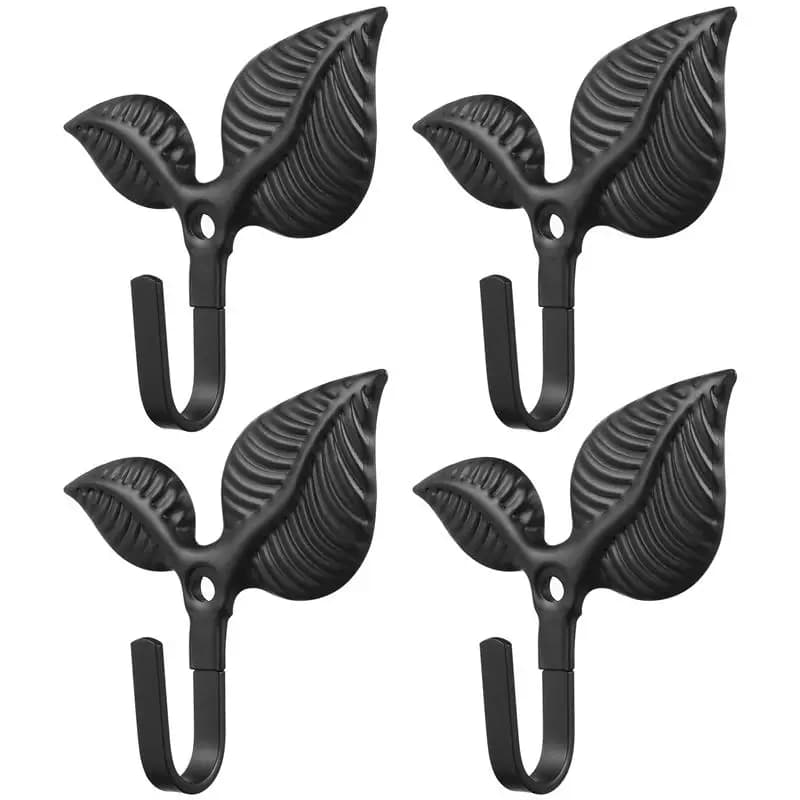 4 pieces wall coat hangers hook hook hangers golden hooks for hanging mounted coats durable cast iron leaf decorating forged