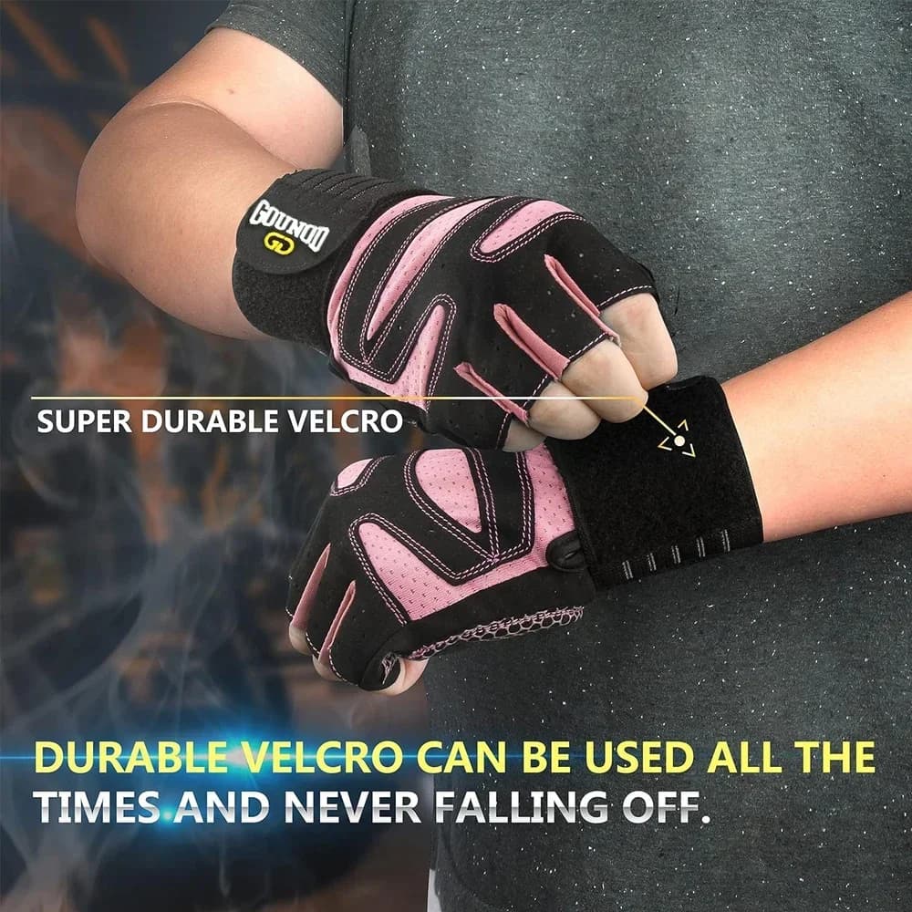 1 pair of weight lifting gloves for men and women - Anti-slip gym gloves with wrist strap and training padding