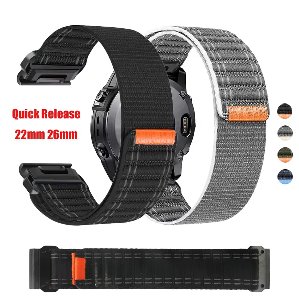 Cinturino orologio 26/22mm per Garmin Quatix 8/Fenix 8 7 7X 6 6X 5plus Nylon Loop Band Descent Mk3i/Instinct 3 Velcro cinturino Correa