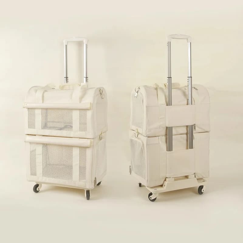 Trasportino a Due Piani per Gatti e Cani, Carrello per Gatti, Passeggino per Cani, Portatile, Traspirante, Ampio Spazio, Ventilato, per Viaggi all'Aperto