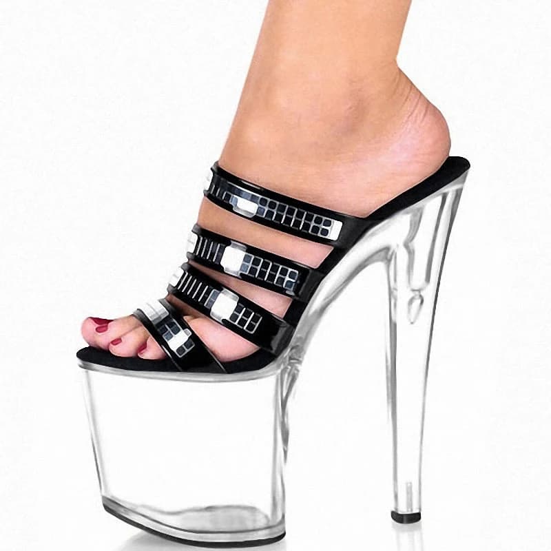 Nuovi Sandali con Tacco Alto da 20CM per Pole Dance, Sexy Scarpe da Club con Suola in Cristallo per Donna 1L