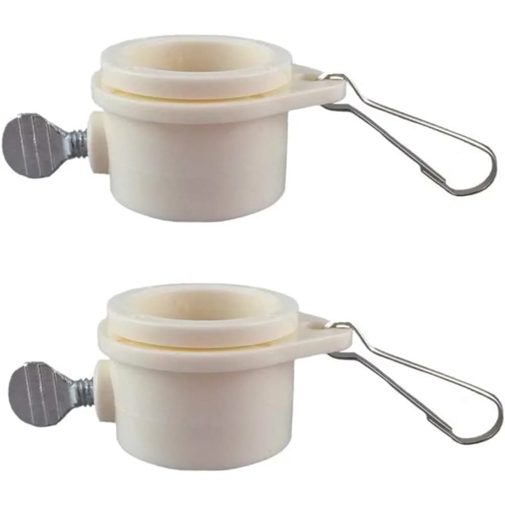 Tangle Free Rotating Flag Pole Mounting Ring Clip 360 Degree Adjustable Fasteners with Metal Clips 1 Inch White 1 Pair