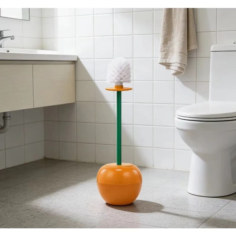 Set Spazzola WC dal Design Creativo a Forma di Ciliegia - Accessorio Decorativo Rosso per Bagno e Cucina con Supporto Pratico