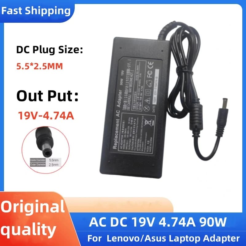 Adattatore di alimentazione AC DC 19V Adattatore di alimentazione per laptop 4.74A Adattatore di alimentazione 19V 4.74A 90W Caricatore per notebook per Asus K53B K53BY K53E K53F