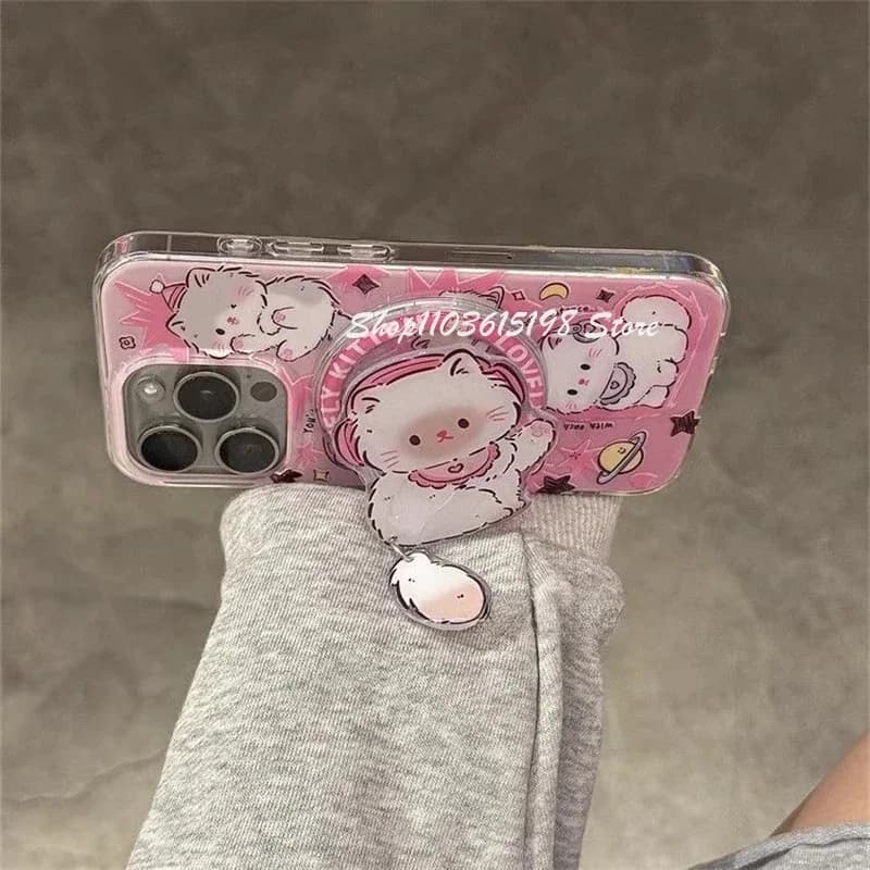 Support for IPhone 16 for Pad Magsafe Smart TokKorea Cute Cartoon Cat Magnetic Holder Grip Tok Griptok Phone Stand Phone Holder