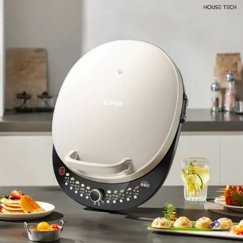 Teglia elettrica Nuova manopola per dormitorio Regolazione della temperatura Riscaldamento su due lati Macchina per griglia per pancake per uso domestico