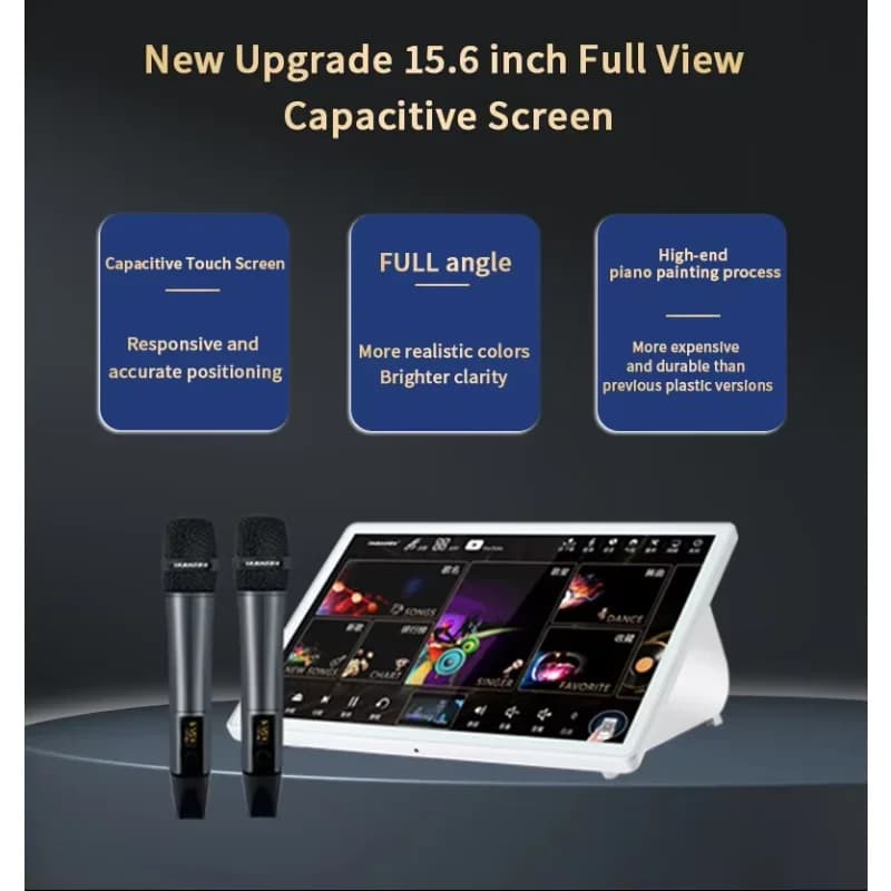 Lettore Karaoke portatile WiFi InAndOn Touch Screen da 15,6 pollici Macchina Karaoke KTV con sistema Karaoke professionale 5in1 da 4 TB