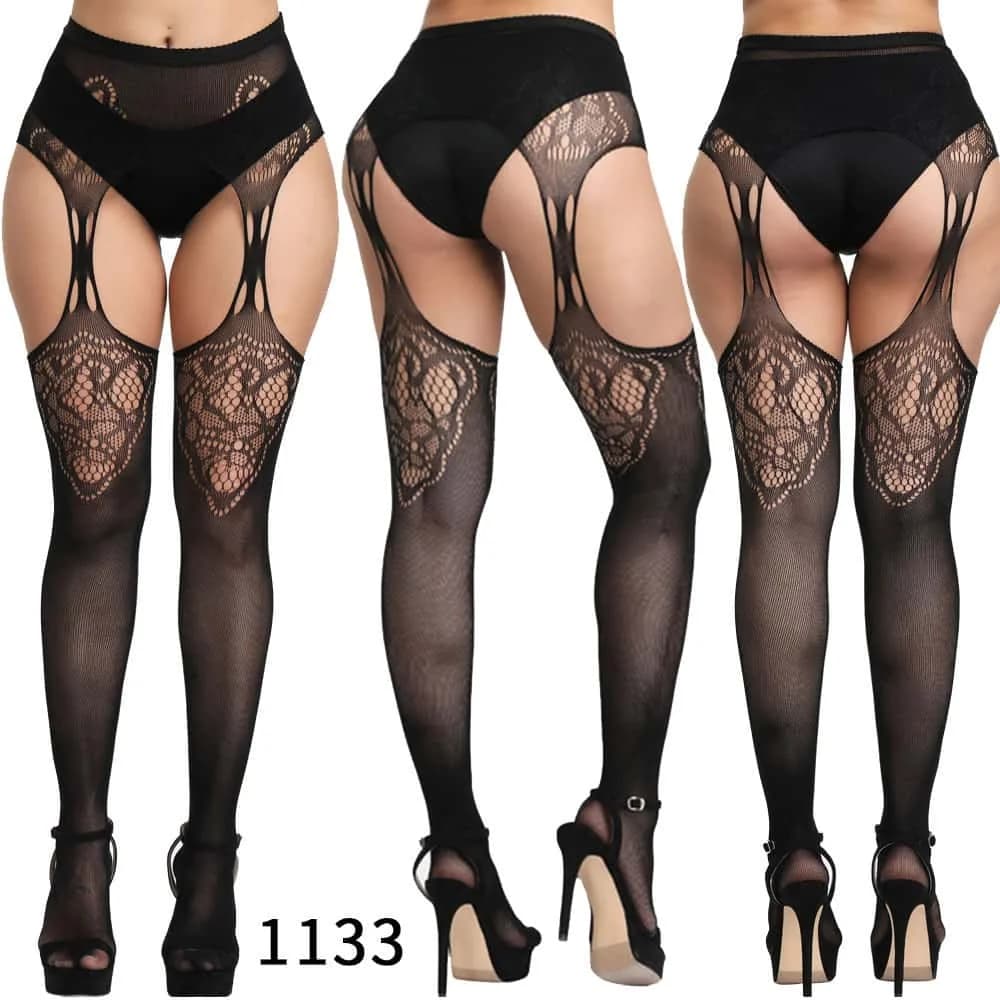 Elastic Queen Large Plus Size Sexy Black Hollow Open Crotchless Pantyhose Body Stockings Tights Lingerie for Oversized Woman 5XL