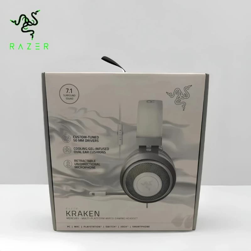 Original Razer Kraken Powder Crystal Headset 7.1 Channel Gaming Noise Cancelling Headphone For Mac Xbox PS4/PS5 Nintendo Switch