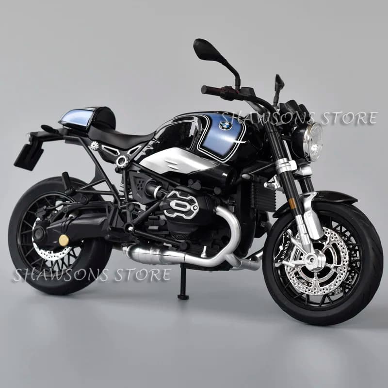 1:9 Scale Diecast Motorcycle Model Toy BMW R NineT Street Bike Miniature Replica Working Lights Large Size