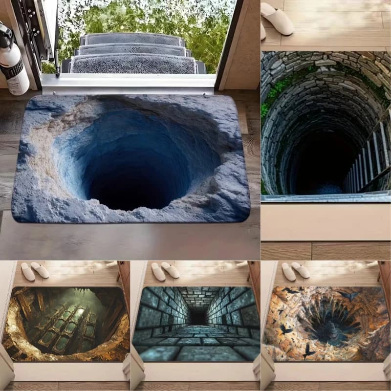 3D Mat with Anti-slip Optical Illusion, Washable, for Entrance, Bathroom, Bedroom, Camping, Yoga, Durable Mat