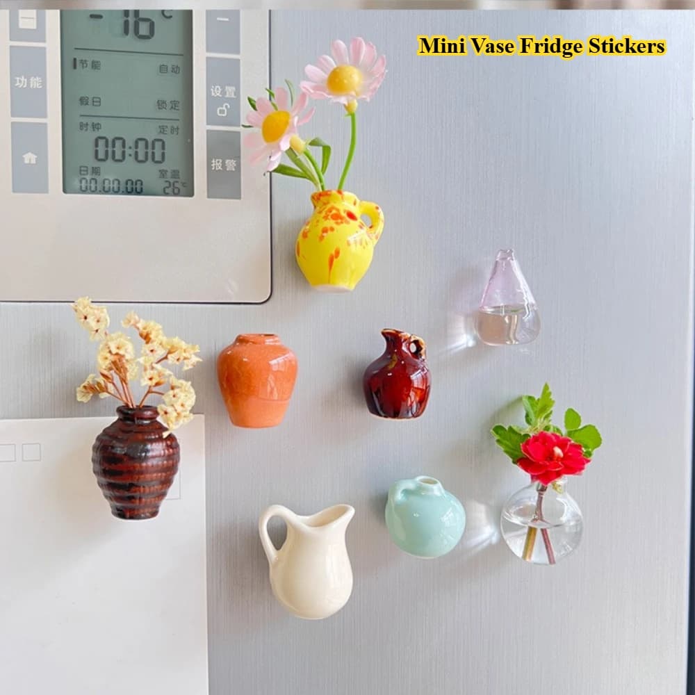 1-5 pz Set Mini Vaso di Ceramica Frigorifero Etichetta Magnete Mini Bonsai Magnete Pulsante Vaso Pianta Simulazione Vaso Frigorifero Messaggio