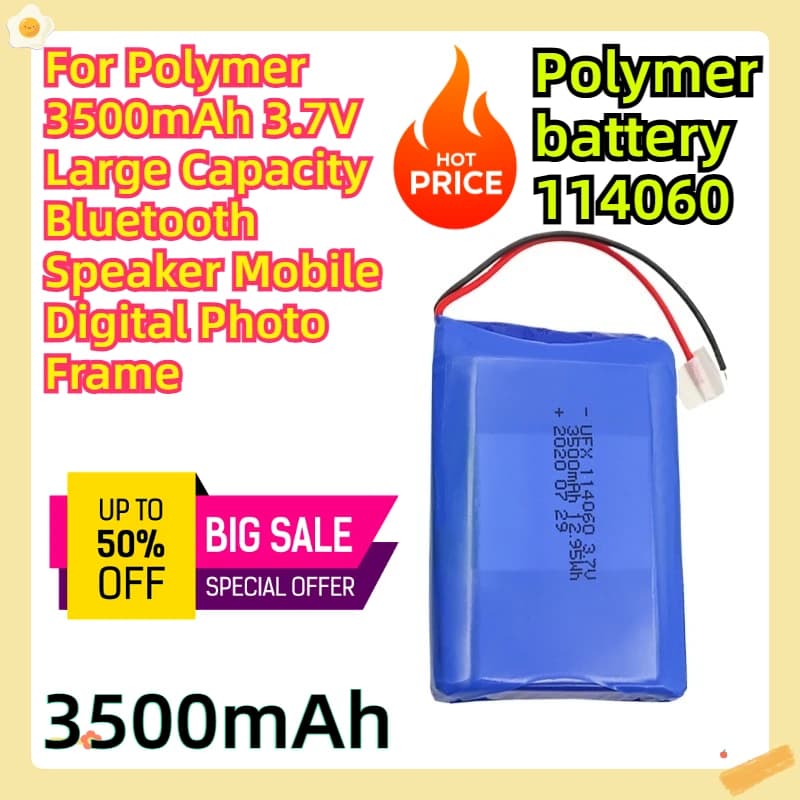 For Polymer Battery 114060-3500mAh 3.7V Large Capacity Bluetooth Speaker Mobile Digital Photo Frame