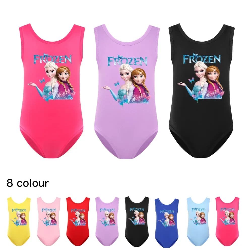 Costumi da bagno per ragazze Frozen Anna Elsa Stampa Bambini Ragazze Costumi da bagno Senza maniche Costume intero Costumi da bagno Bellissimo bikini Abbigliamento da spiaggia