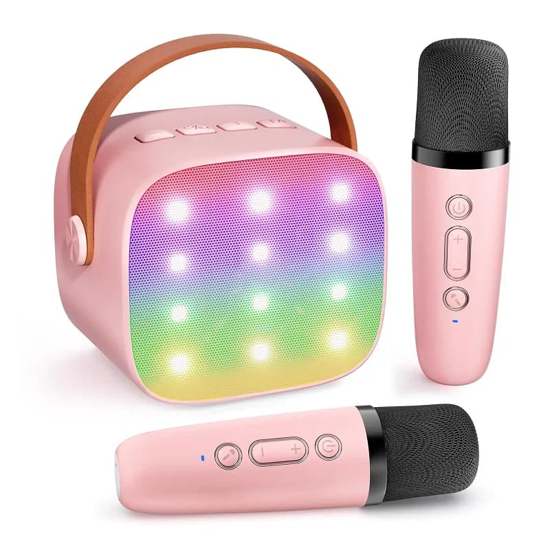 Mini microfono karaoke per bambini con luci colorate Altoparlante Bluetooth portatile per ragazzi e ragazze che cantano regalo per feste all'aperto Giocattolo wireless