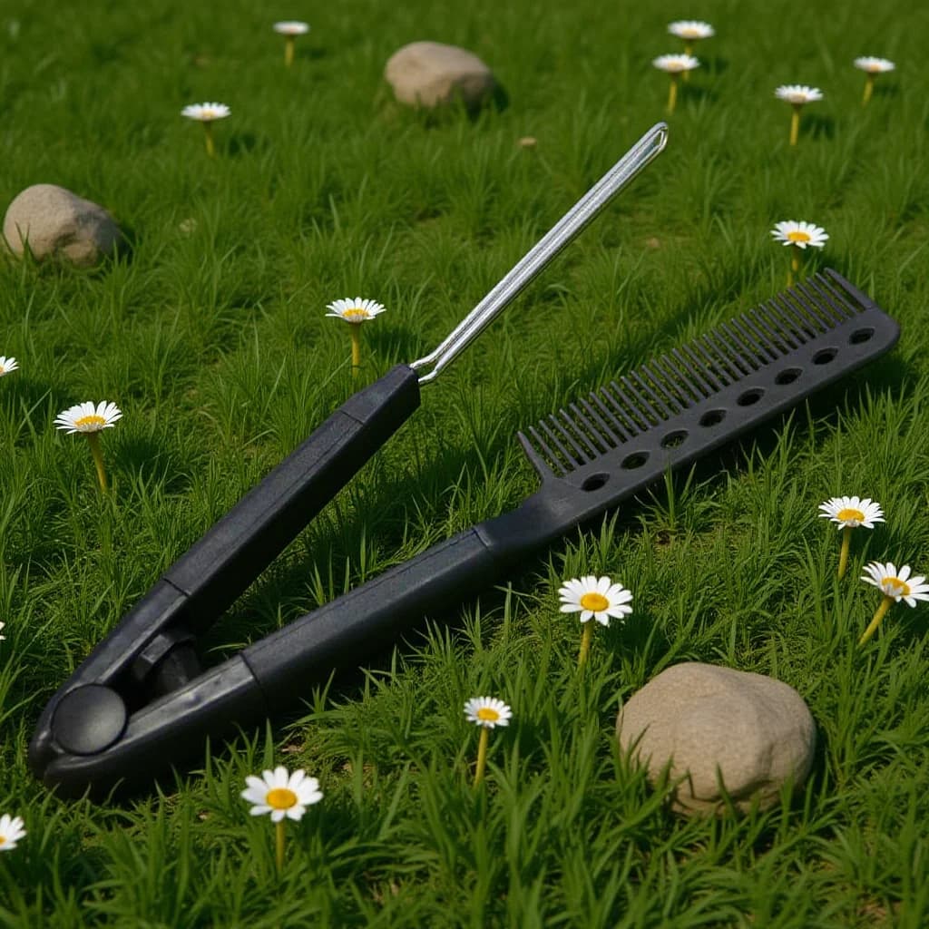 1 pezzo Pettine lisciante a V per capelli ricci, strumento per lisciare i capelli, impugnatura ergonomica, design compatto