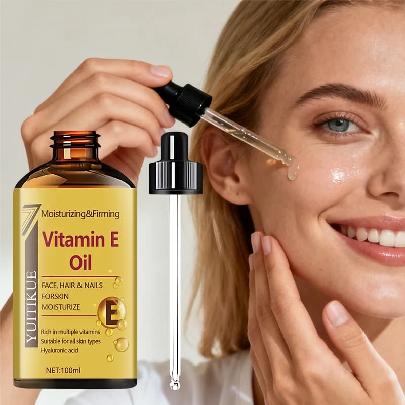 YUITIKUE Olio di vitamina E Trattamento idratante multiuso, rassodante e idratante per viso, capelli e unghie, per tutti i tipi di pelle