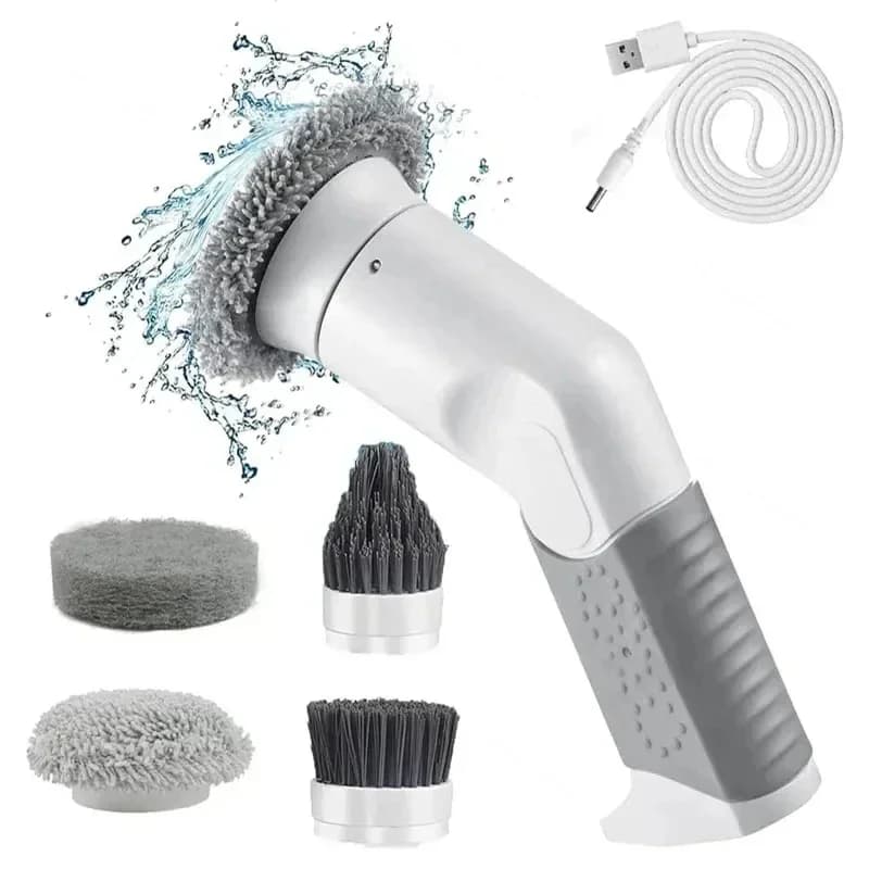 Zai Xiao Spin Scrubber elettrico Spazzola per pulizia senza fili con 4 testine per bagno Doccia Vasca da bagno Cucina St