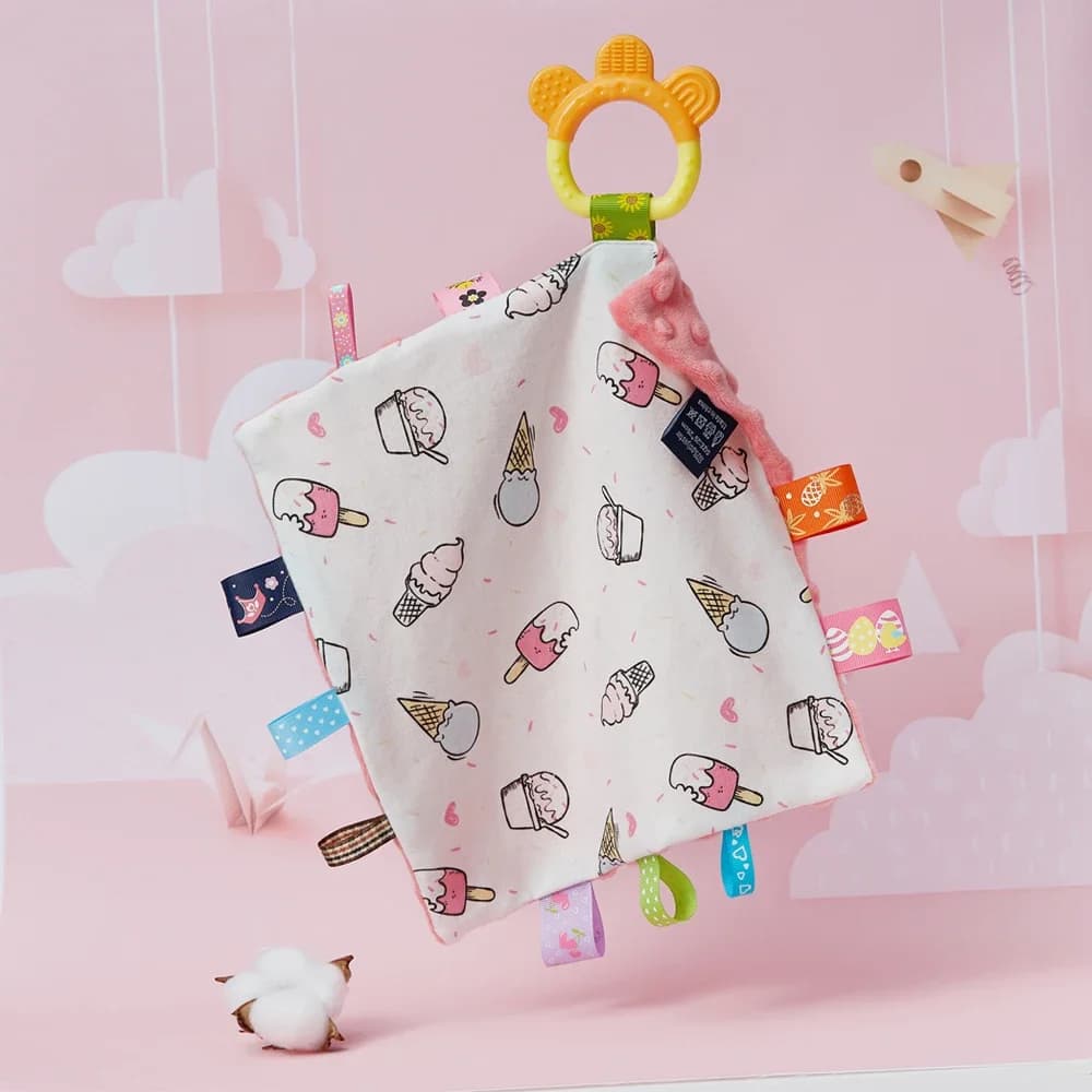 Coperta di sicurezza per targhette per bambini Per i più piccoli Placare Asciugamano in peluche Massaggiagengive per bambini in silicone Fazzoletto lenitivo Neonati Ragazzi e ragazze