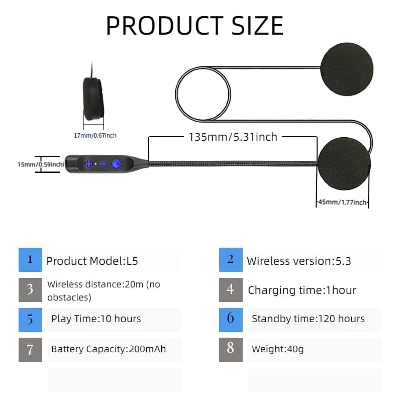 Motorcycle helmet headset L5 Bluetooth 5.3 Waterproof speaker speaker Wireless headset