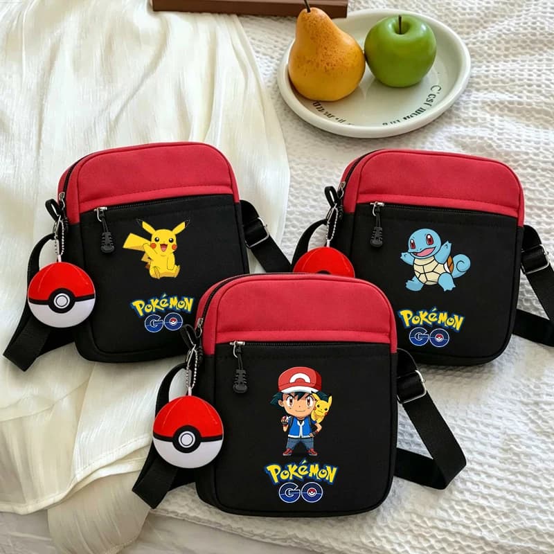 Borsa a Tracolla Anime Pokemoned per Uomo e Donna, Borsa Quadrata in Tela con Cartoni Animati per Ragazzi e Ragazze, Regalo per Viaggi e Sport