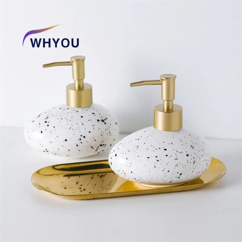 WHYOU Ceramics Luxury Lotion Bottle Ink Pattern dispenser di sapone liquido emulsione Latex Hand Wish Bottles Set di accessori per il bagno
