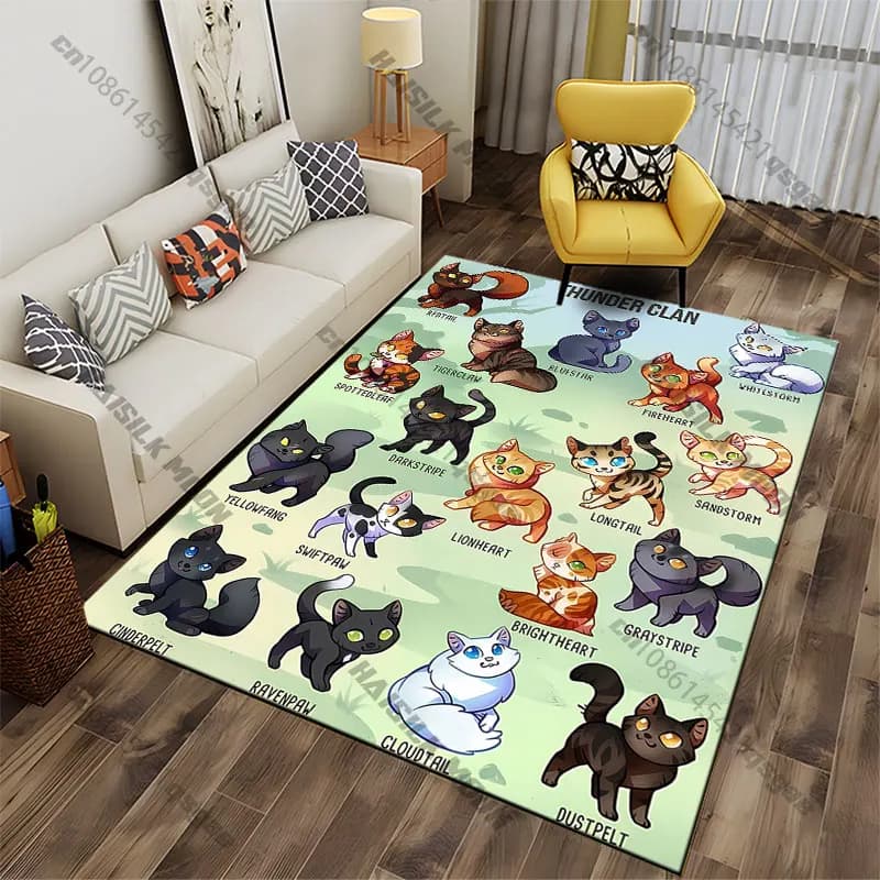 Cats from Thunder Clan carpet Yoga living room room decor children's crawling mat doormat area rug games mat