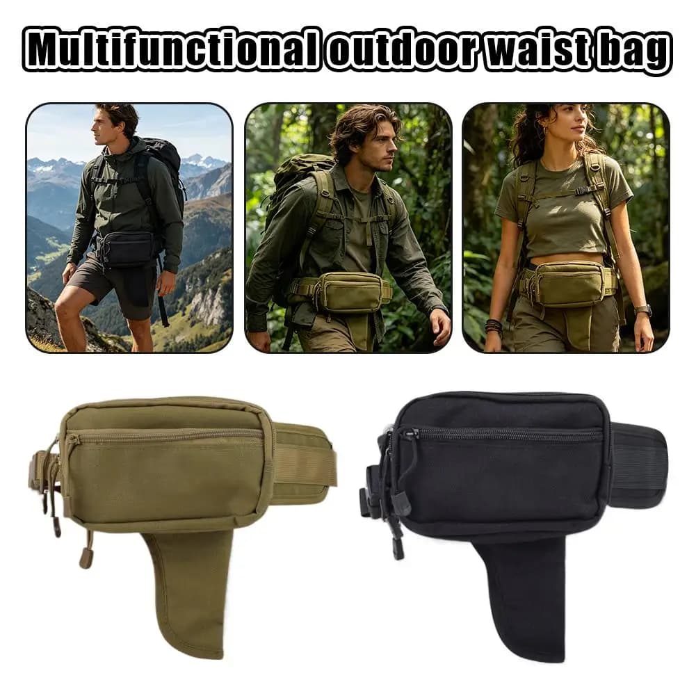Oxford Cloth Tactical Waist Bag Waterproof Adjustable Belt Unisex Waist Pack Lightweight Bag for Travel Camping Running Riding