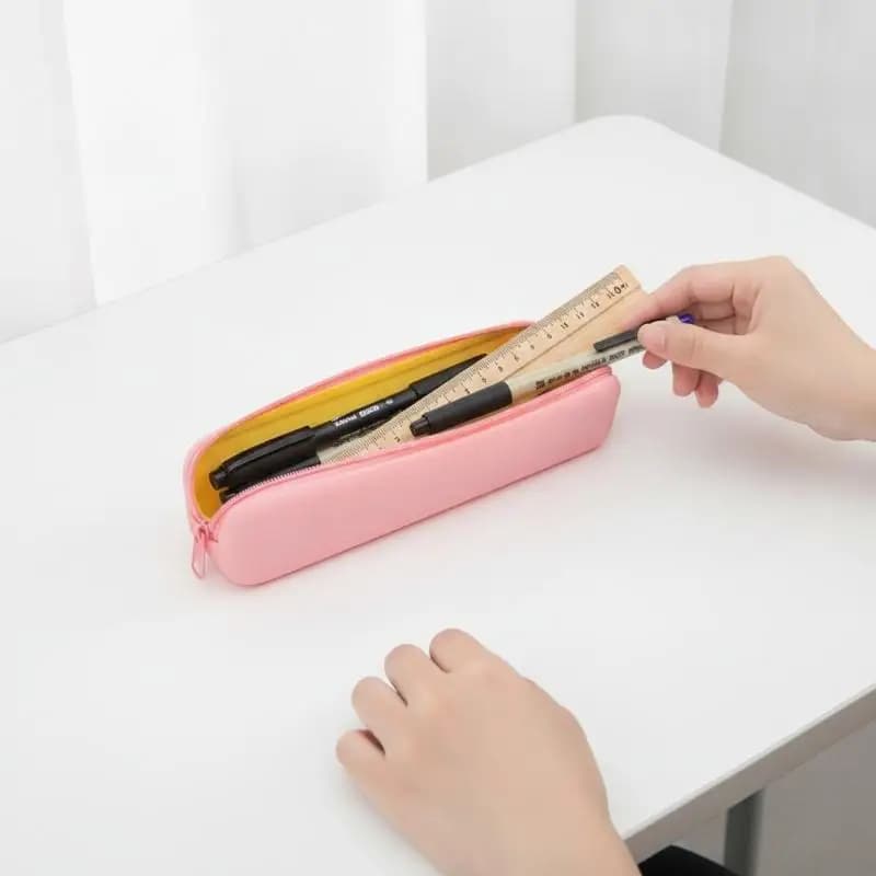 Large Capacity Silicone Pencil Case - Soft Waterproof Rubber Pen Pouch & Durable School Stationery Organizer