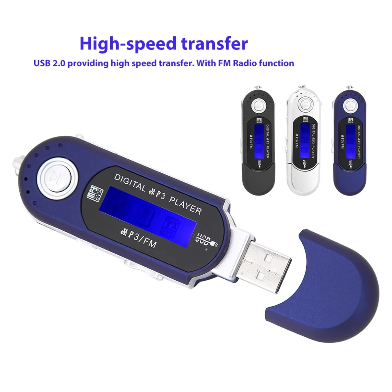 Lettore Musicale MP3 Digitale Portatile 2 in 1 con Chiavetta USB 2.0, Schermo LCD Multilingue, Supporto Scheda TF per Casa, Sport, Scuola