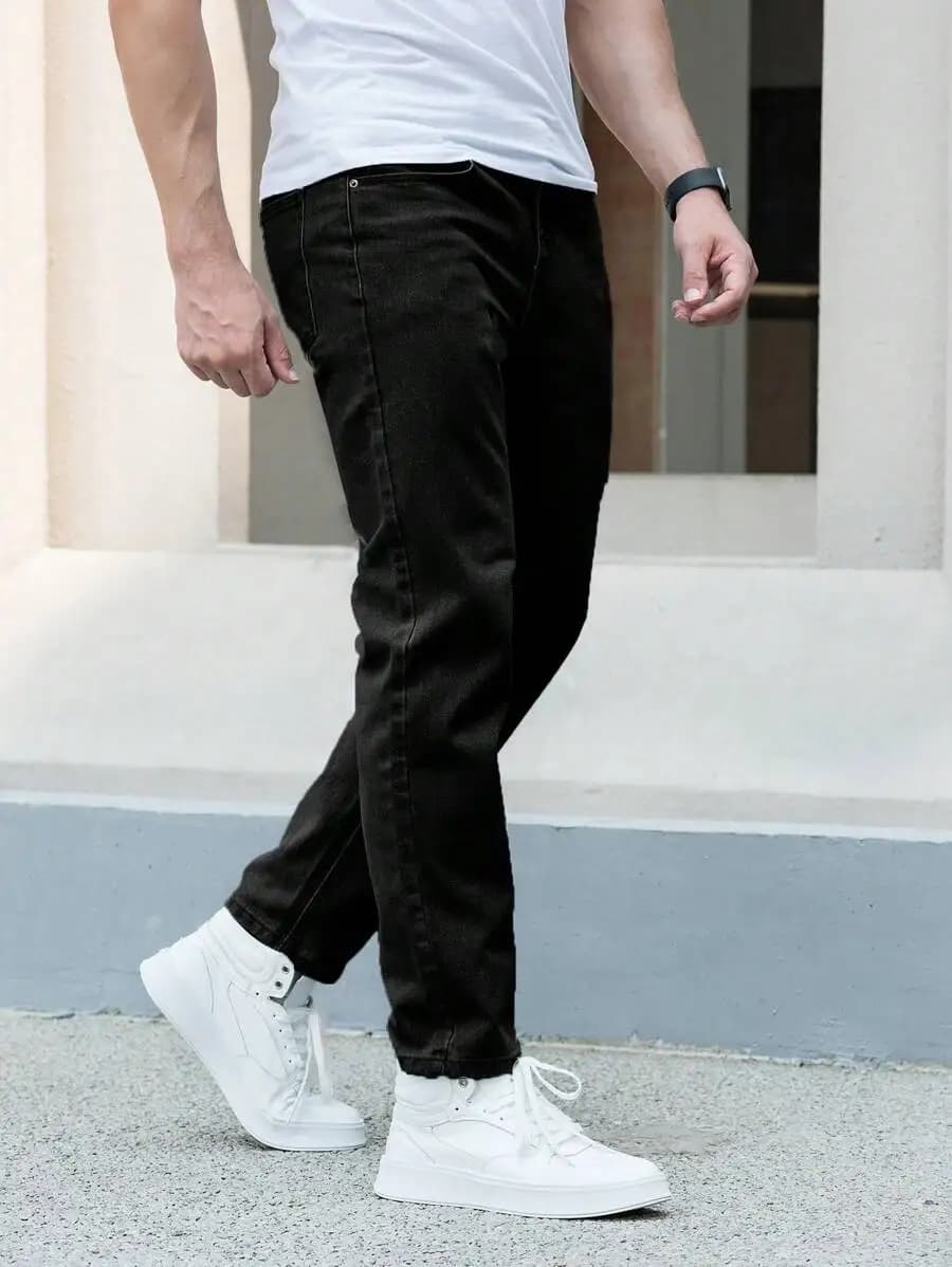 Jeans da uomo a gamba dritta con tasche oblique, pantaloni casual in denim