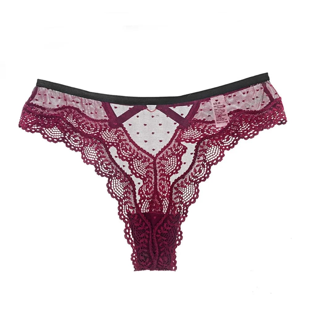 Sweet Low Waist Lace Panties Thong Hollow Out Underwear for Women Dots Transparent Mesh Lace Briefs Girl