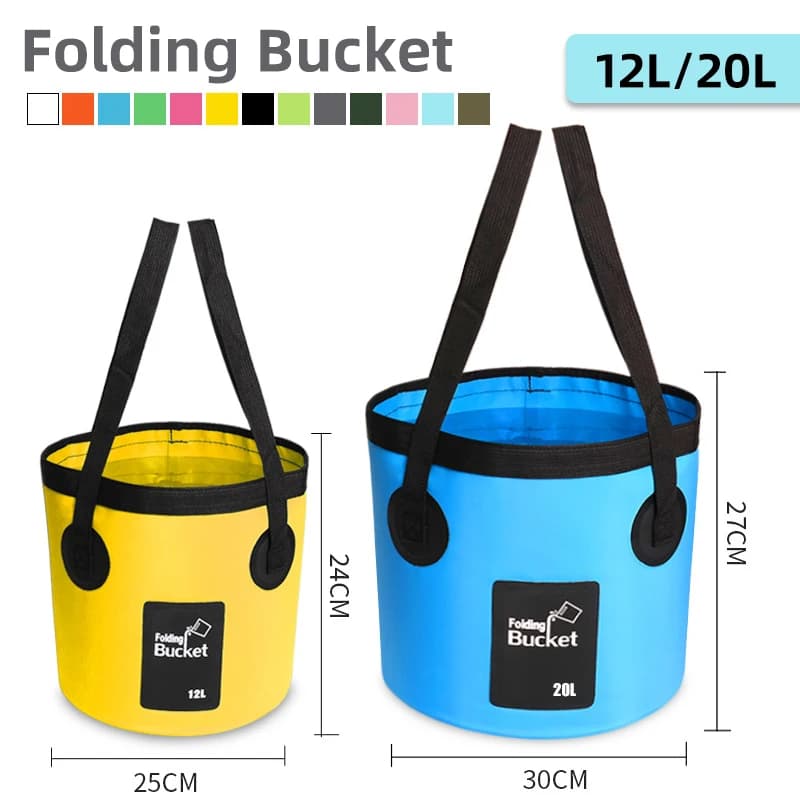 12L/20L Multifunction Bucket Outdoor Travel Portable Foldable Water Bucket Bowl Washer Bag Self Washing Buckle