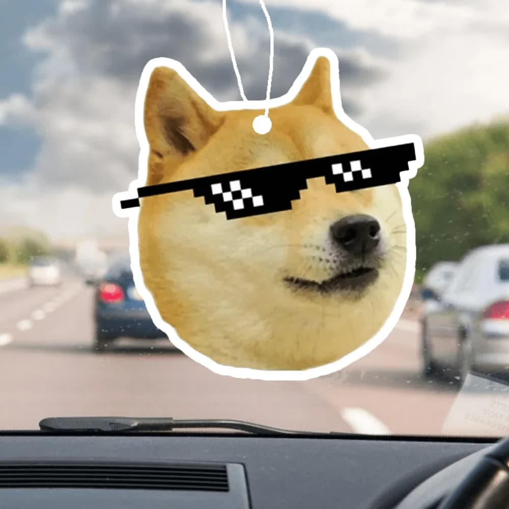 Anonymous Boss Doge Car Scenter - Pixel Sunglasses Memes, Mirror Air Intake, Durable Perfume