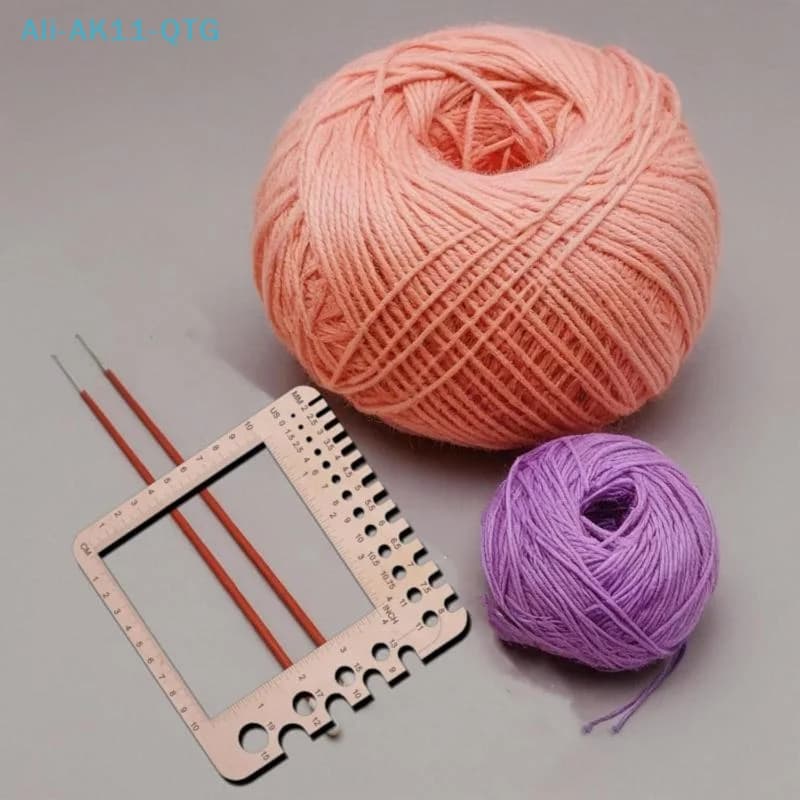 Hot Wood Knitting Needle Gauge Square Ruler Embroidery Thread Bobbins Floss For Spinners Yarn Measuring Tools Sewing Supplies
