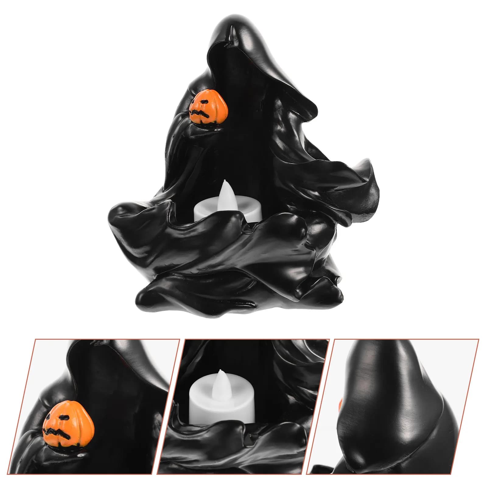 Ghost Festival Tealight Holder Resin Halloween Decor for Flameless Candles Desktop Party Ornament Tabletop Stand