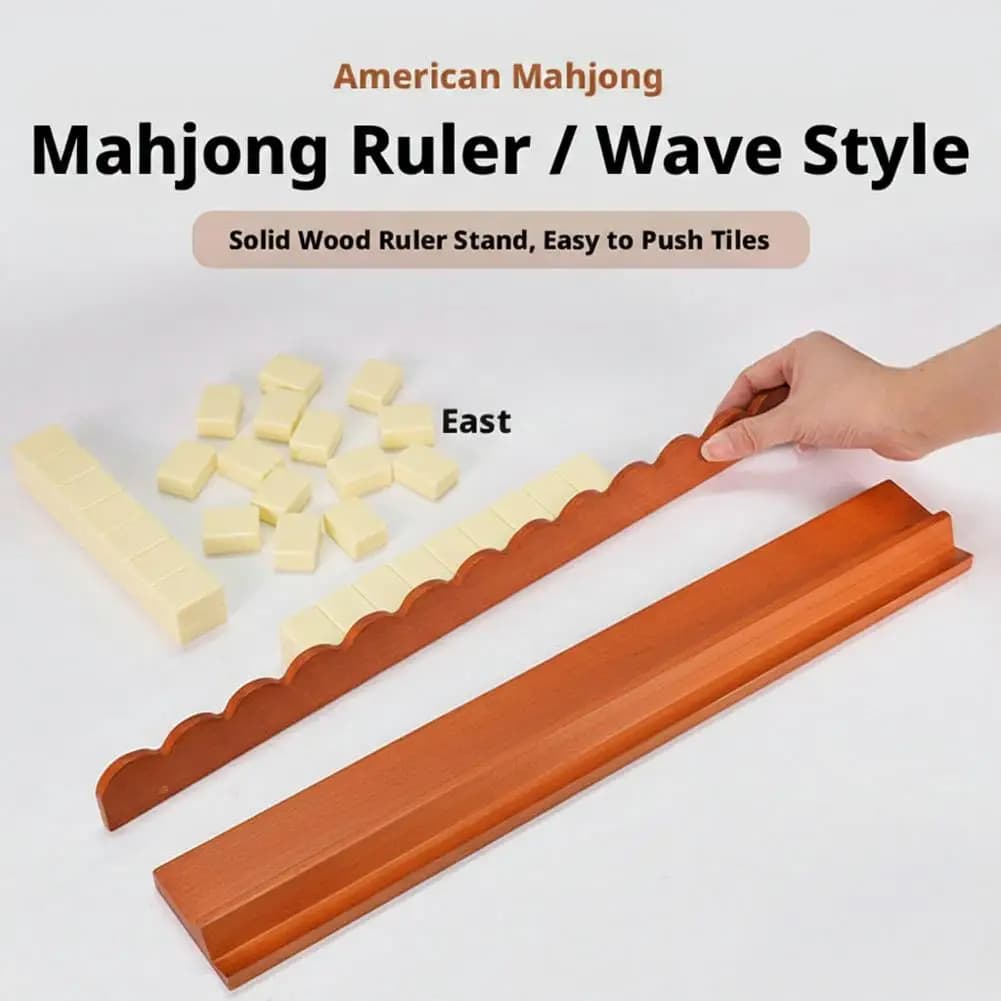 Wooden rack for Mahjong, American style, tiles and organizer for Mahjong with wave design for Mahjong game